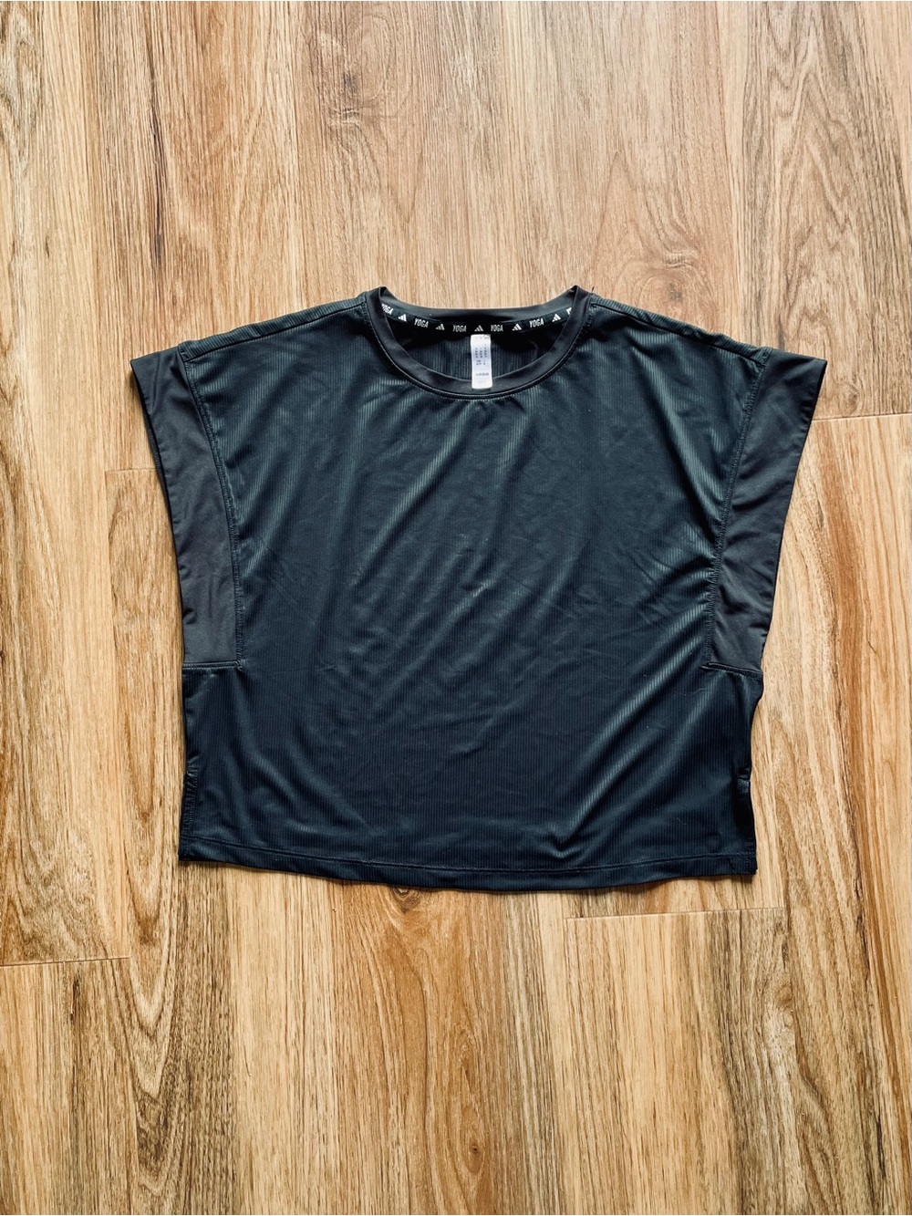 adidas Black Boxy Short Sleeve Crop Performance Tee